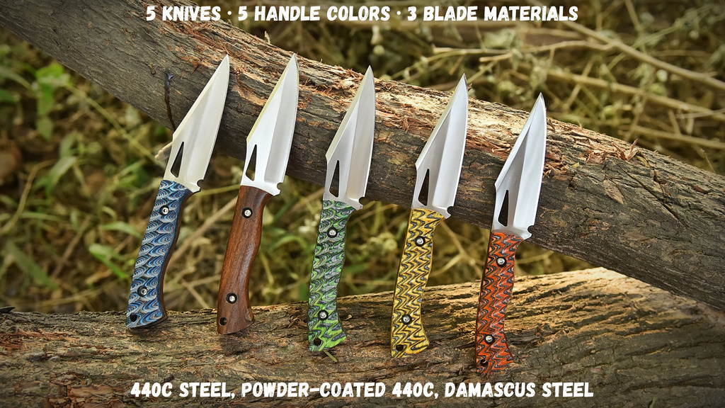 ForgeX Razor Fang EDC Knife — 440C, Coated 440C & Damascus